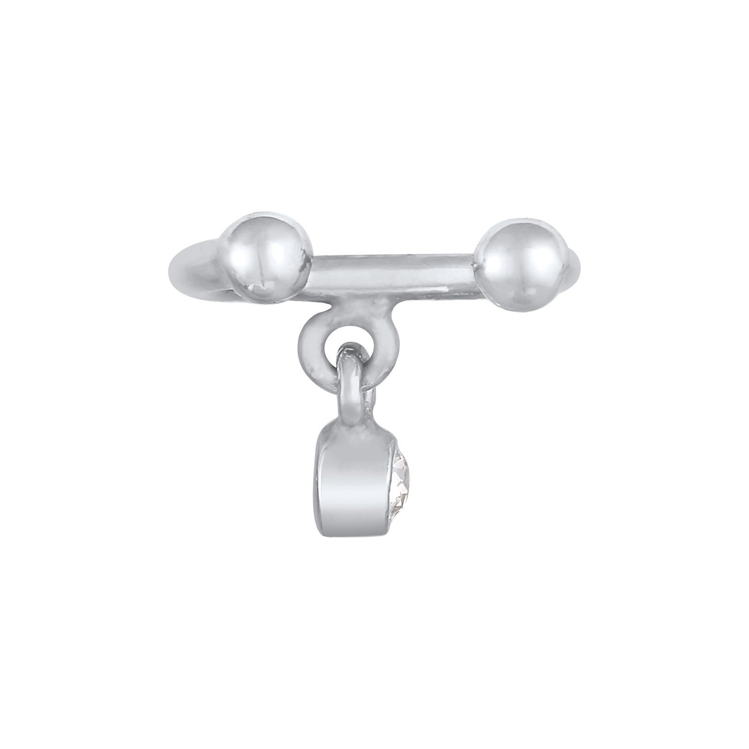 Silber - Elli | Earcuff Kugel | Kristall (Weiß) | 925er Sterling Silber