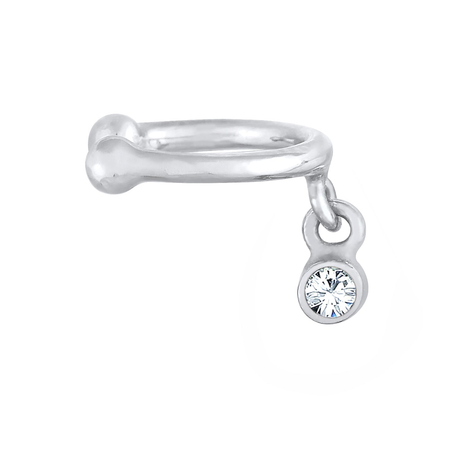 Silber - Elli | Earcuff Kugel | Kristall (Weiß) | 925er Sterling Silber