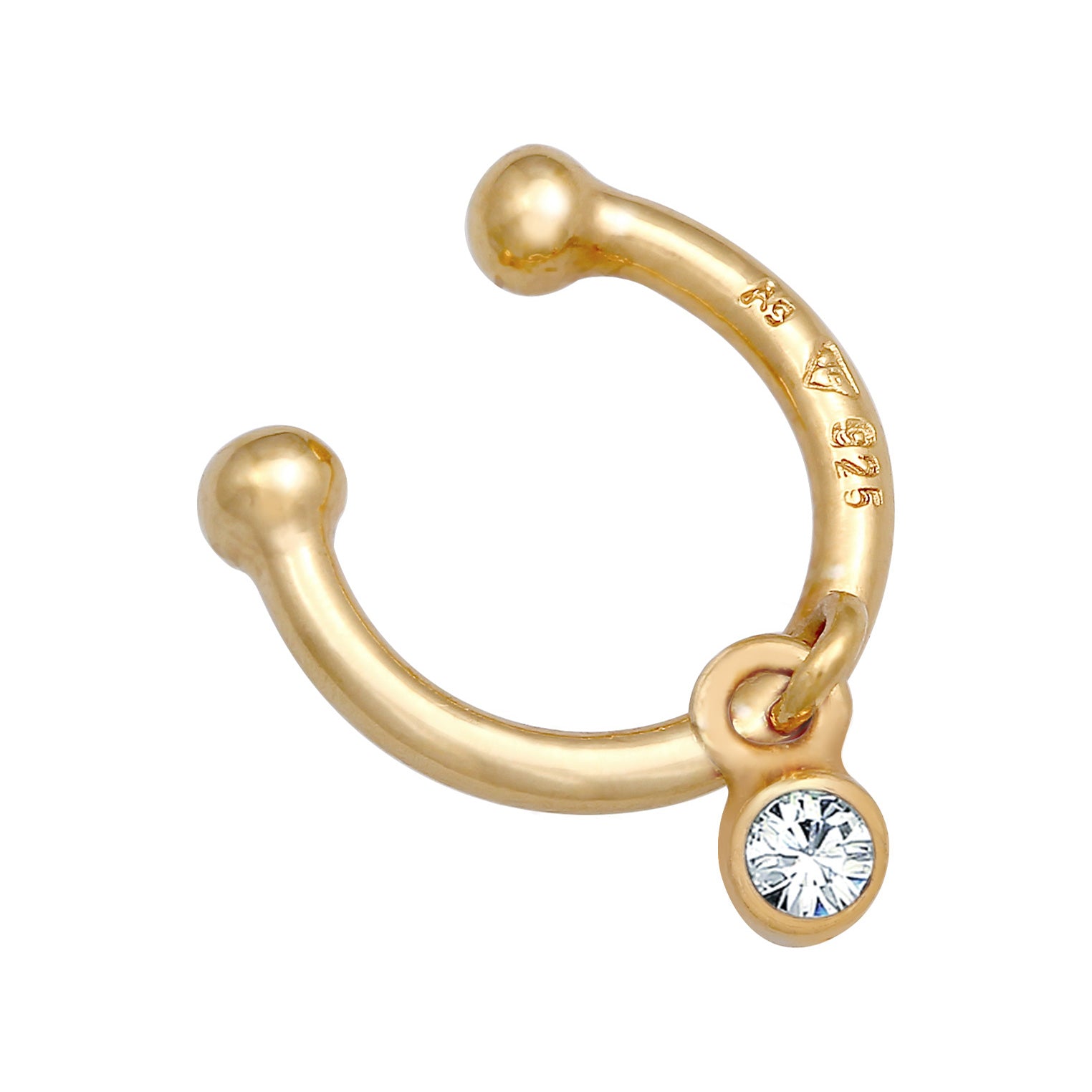 Gold - Elli | Earcuff Kugel | Mit Kristallen von Swarovski® (Weiß) | 925er Sterling Silber