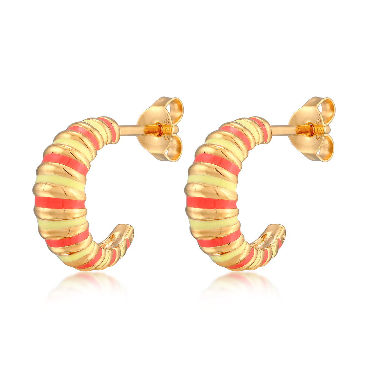 Orange - Elli | Creolen | Emaille (Orange) | 925er Sterling Silber Vergoldet