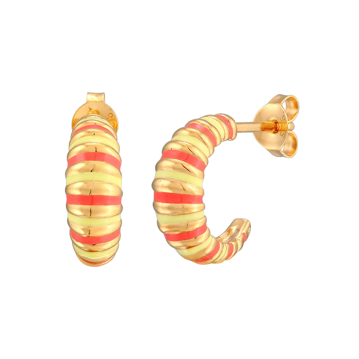 Orange - Elli | Creolen | Emaille (Orange) | 925er Sterling Silber Vergoldet