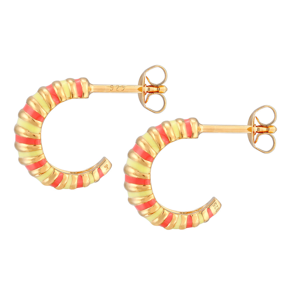 Orange - Elli | Creolen | Emaille (Orange) | 925er Sterling Silber Vergoldet
