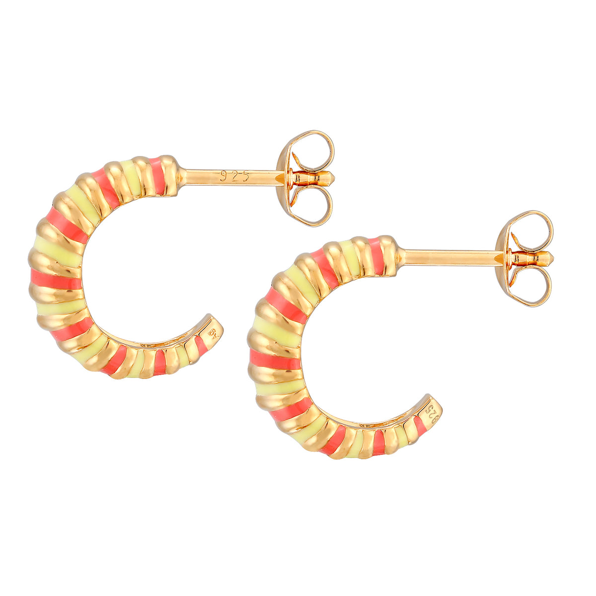 Orange - Elli | Creolen | Emaille (Orange) | 925er Sterling Silber Vergoldet