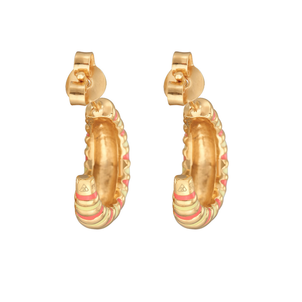 Orange - Elli | Creolen | Emaille (Orange) | 925er Sterling Silber Vergoldet