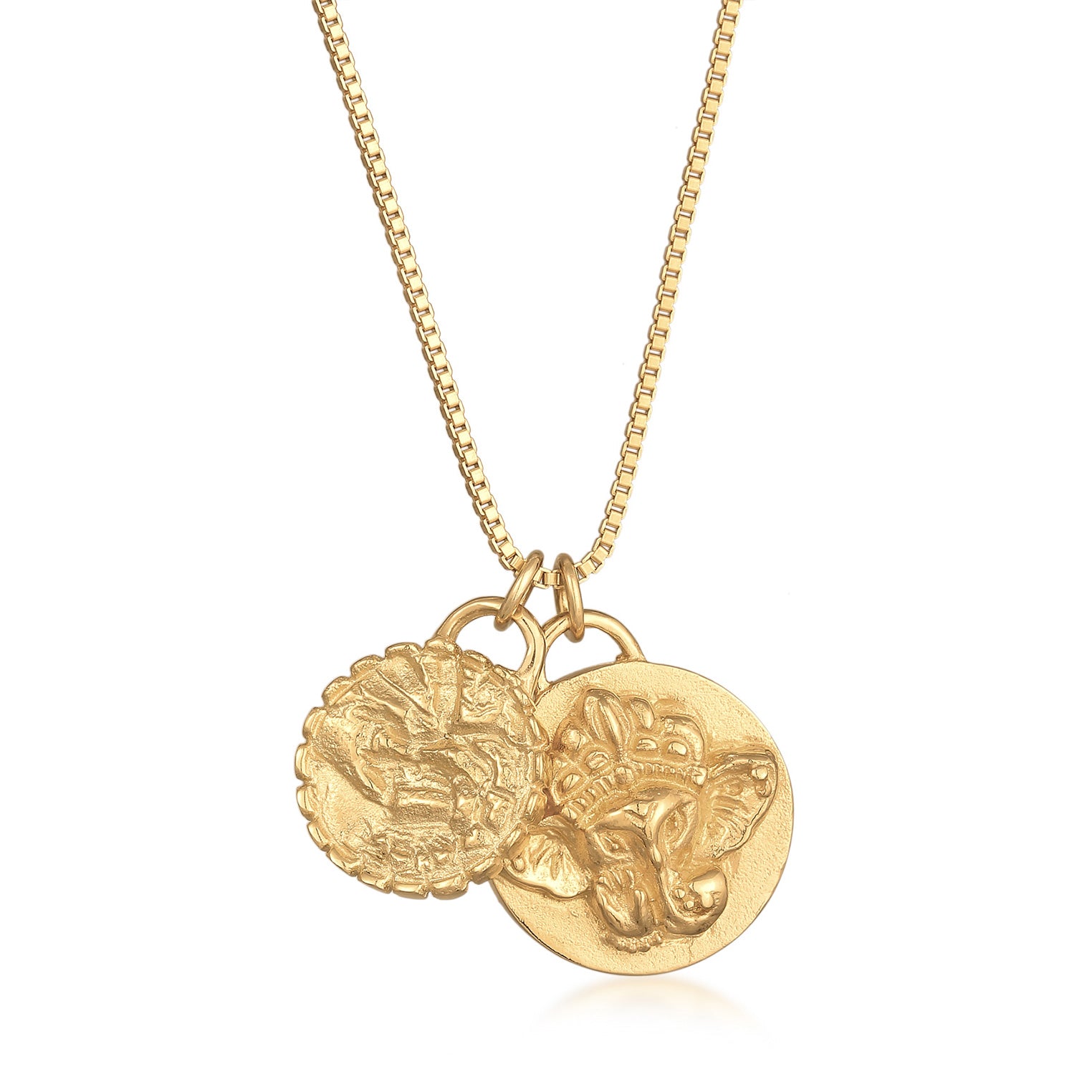 Gold - Elli | Halskette Plättchen Ganesha | 925er Sterling Silber Vergoldet