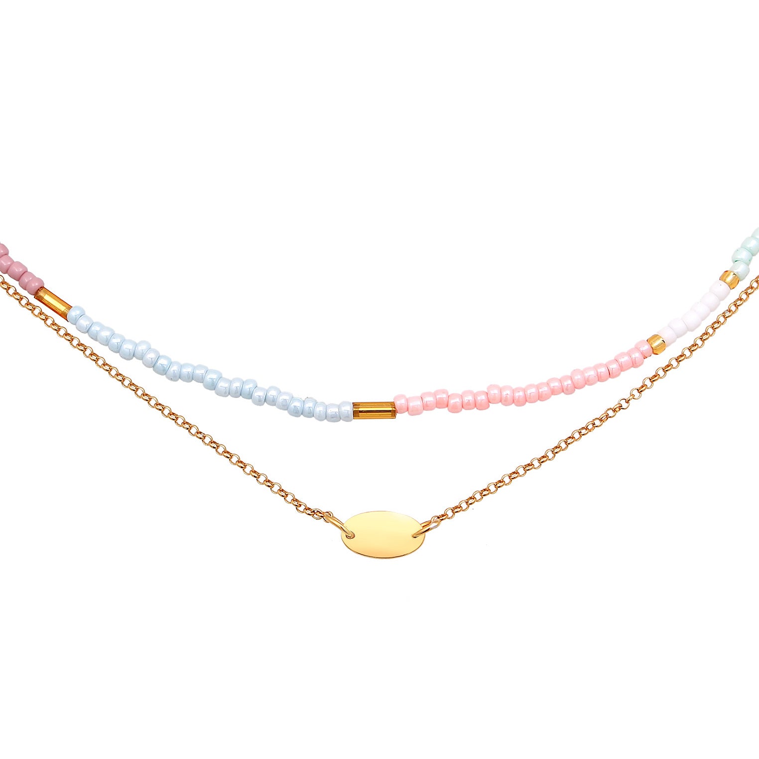 Gold - Elli | Choker Layer Beads | 925er Sterling sIlber Vergoldet