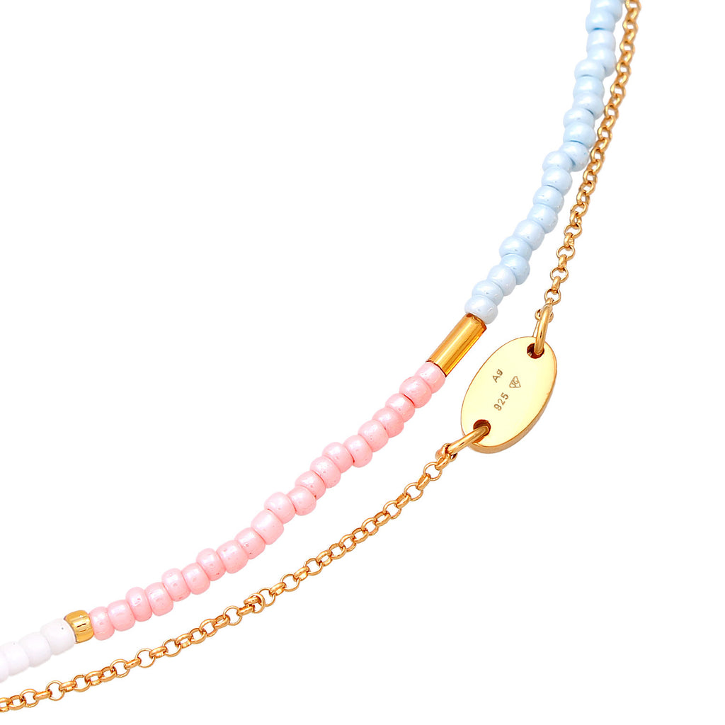 Gold - Elli | Choker Layer Beads | 925er Sterling sIlber Vergoldet