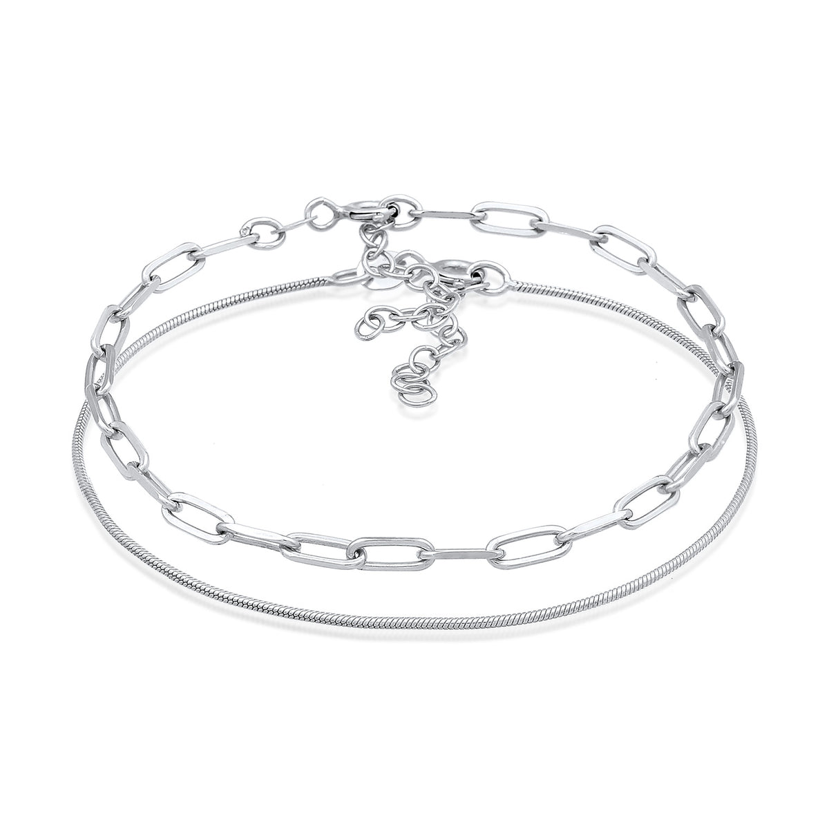 Silber - Elli PREMIUM | Glieder- & Schlangenarmband 2er Set | 925er Sterling Silber