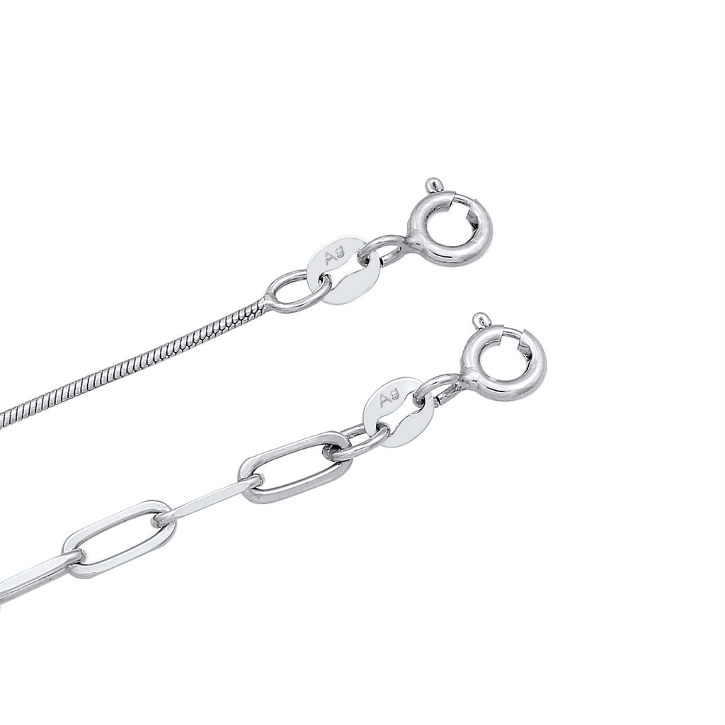 Silber - Elli PREMIUM | Glieder- & Schlangenarmband 2er Set | 925er Sterling Silber
