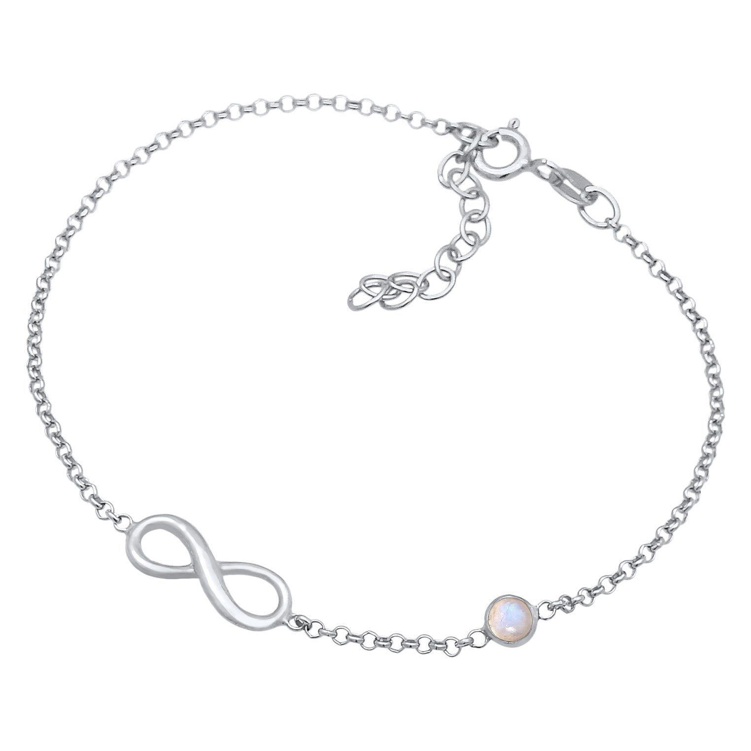 Silber - Elli | Armband Infinity | Mondstein (Weiß) | 925er Sterling Silber