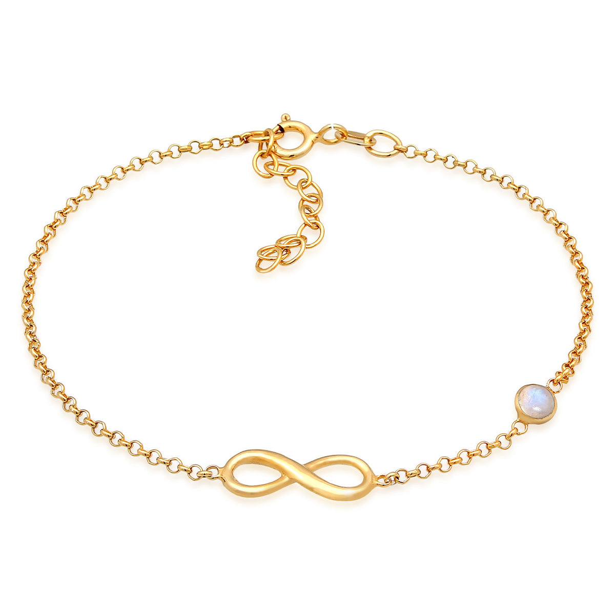Gold - Elli | Armband Infinity | Mondstein (Weiß) | 925er Sterling Silber