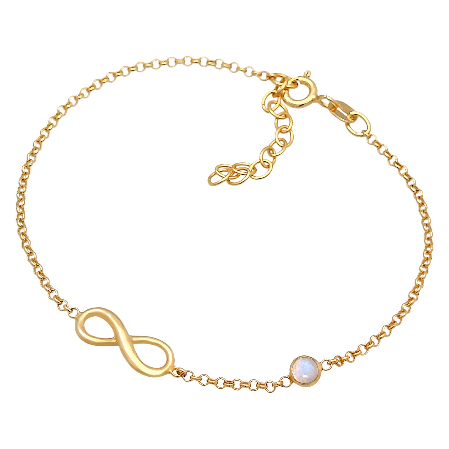 Gold - Elli | Armband Infinity | Mondstein (Weiß) | 925er Sterling Silber