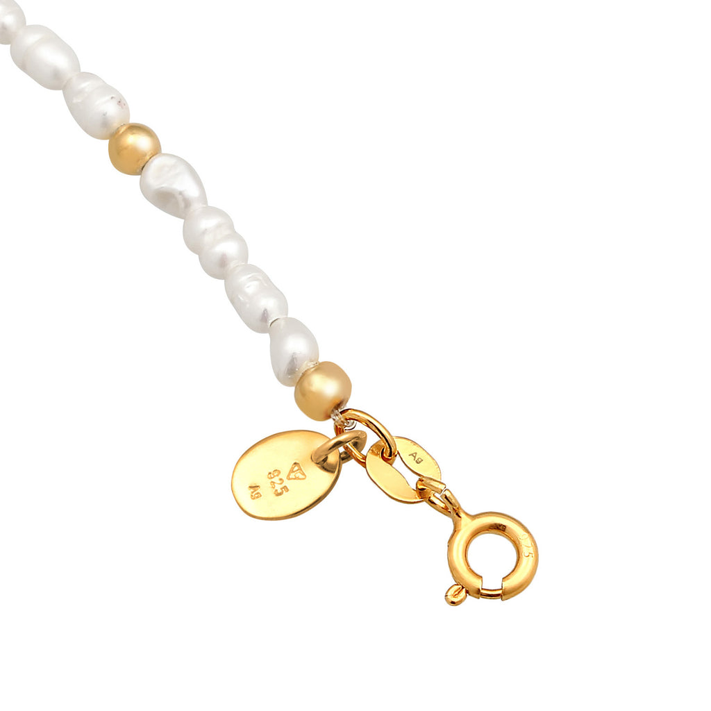 Gold - Elli PREMIUM | Fußkettchen Sonne | Süßwasserzuchtperle | 925 Sterling Silber Vergoldet