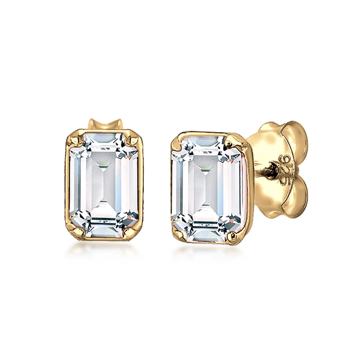 Gold - Elli | Ohrstecker Basic | Kristall (Weiß) | 925er Sterling Silber Vergoldet