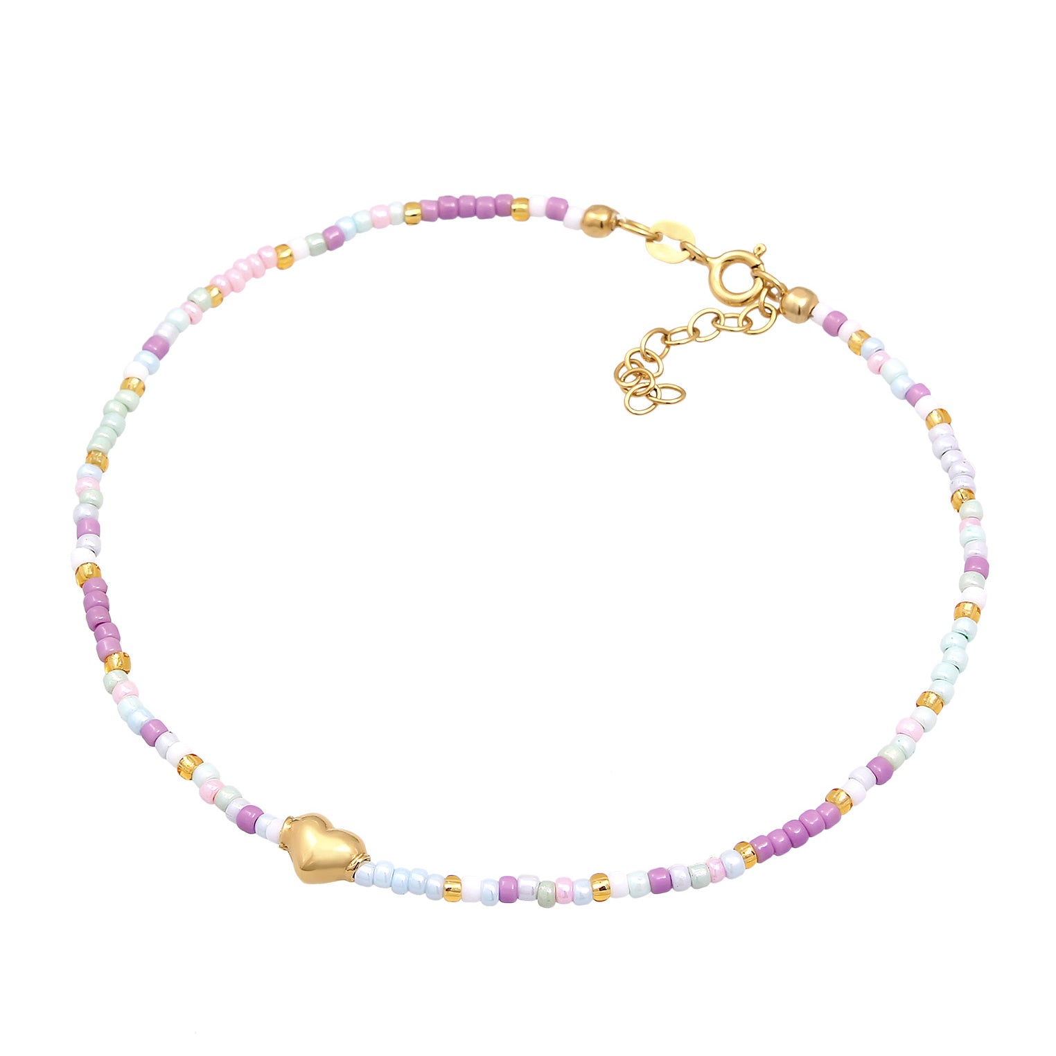 Gold - Elli | Herz Glas Beads Sommer Style 925 Silber vergoldet
