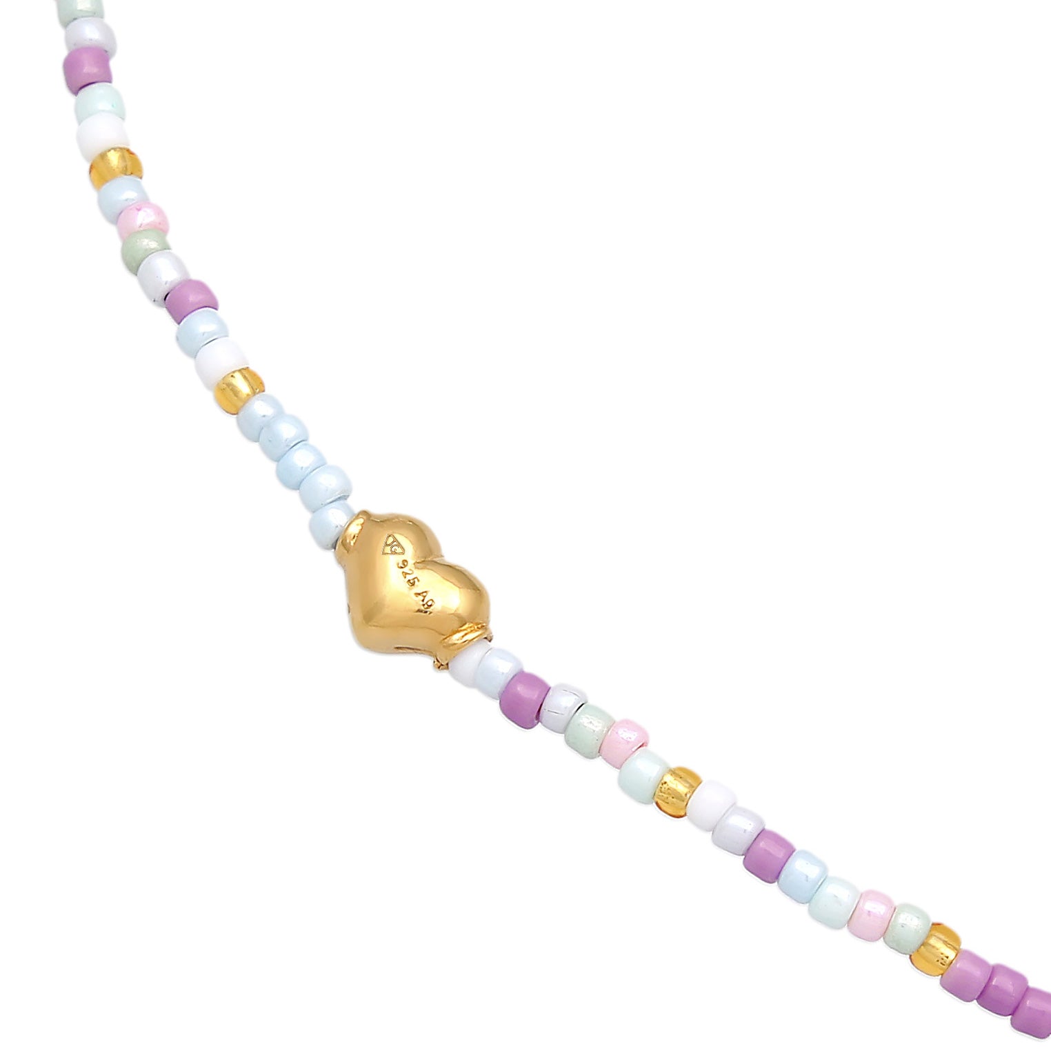 Gold - Elli | Fußkettchen Herz Beads | 925er Sterling Silber Vergoldet