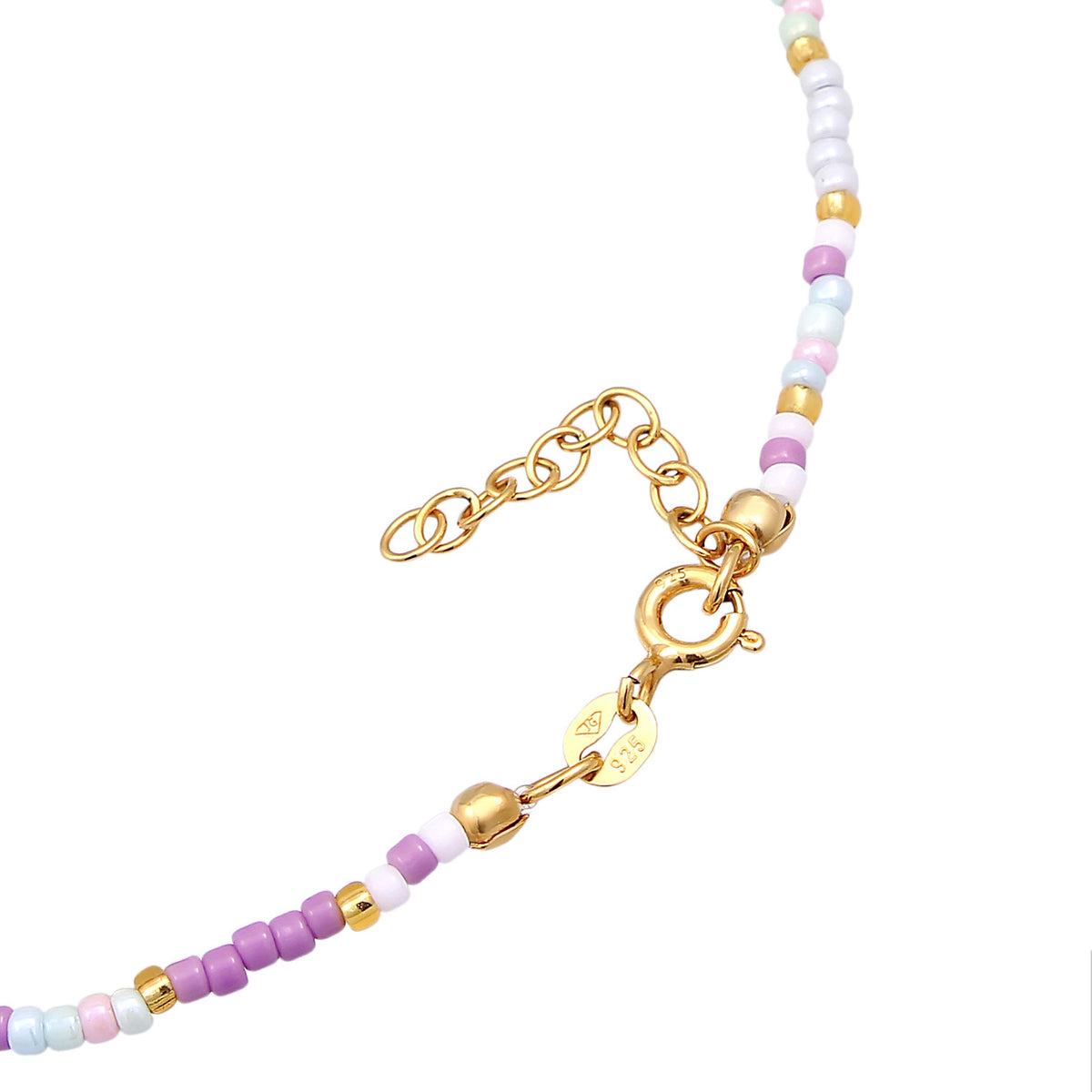 Gold - Elli | Fußkettchen Herz Beads | 925er Sterling Silber Vergoldet
