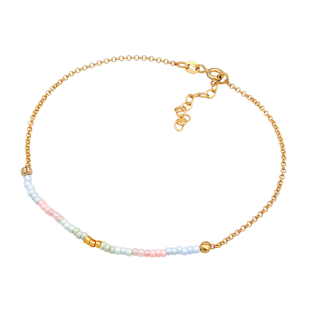 Gold - Elli | Fußkettchen Beads | 925er Sterling Silber Vergoldet