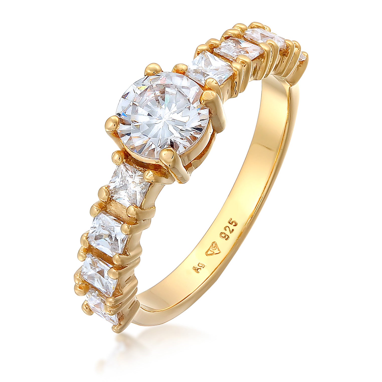 Gold - Elli | Verlobungsring | Zirkonia (Weiß) | 925er Sterling Silber