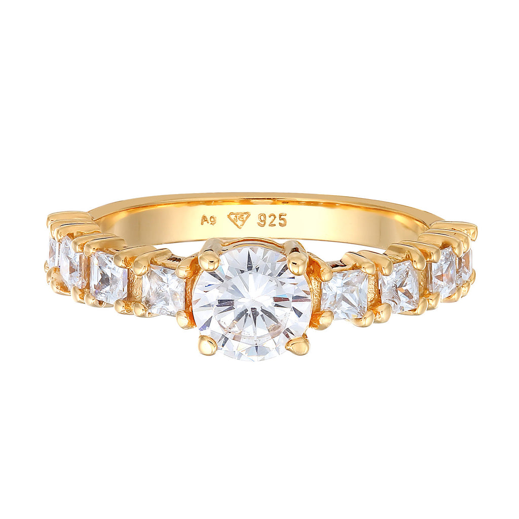 Gold - Elli | Verlobungsring | Zirkonia (Weiß) | 925er Sterling Silber