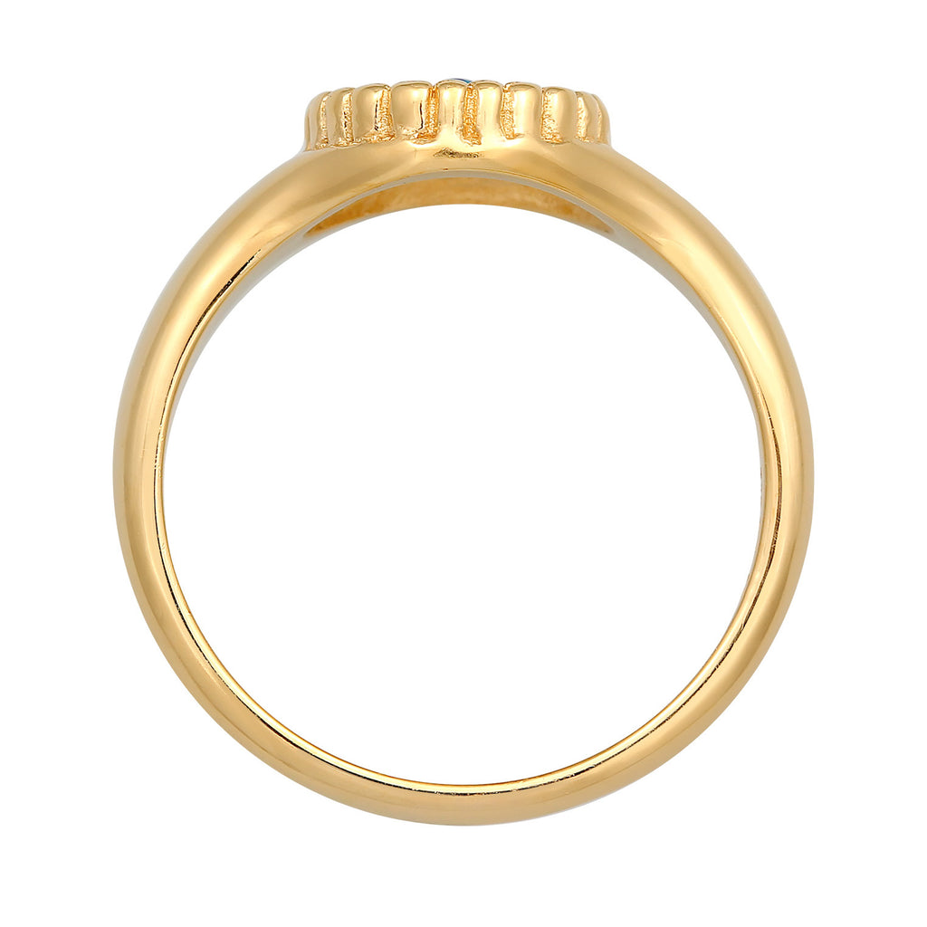 Gold - Elli | Siegelring Evil Eye | synthetischer Opal (Blau) | 925er Sterling Silber