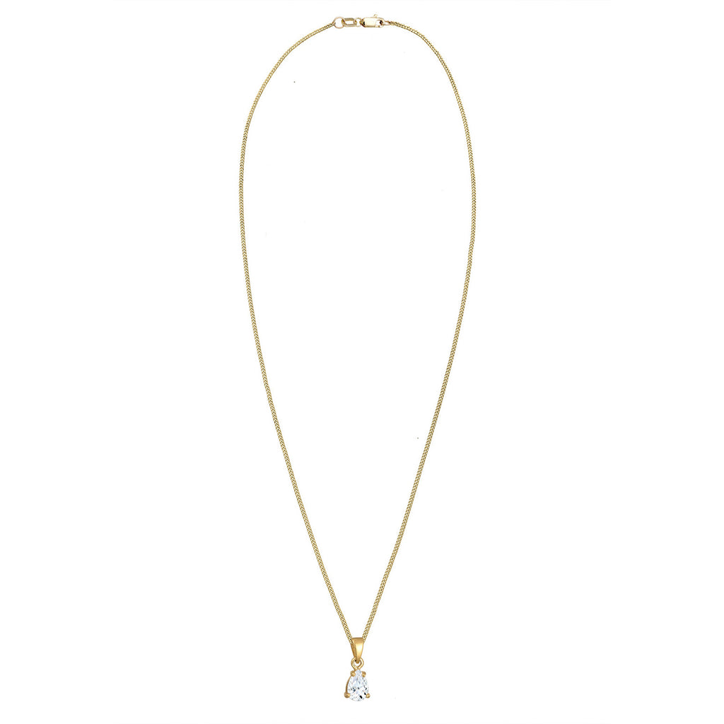 Gold - Elli PREMIUM | Halskette Solitär | Topas (Weiß) | 375er Gelbgold