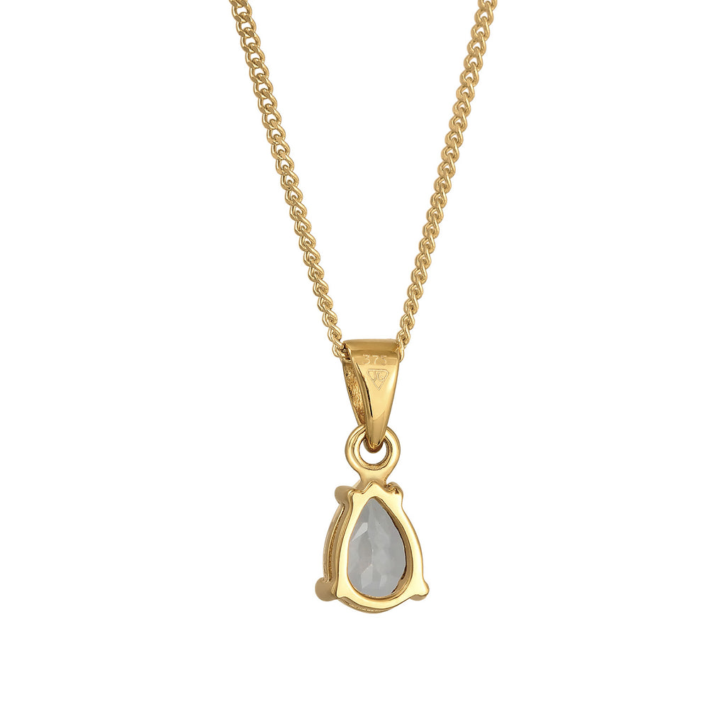 Gold - Elli PREMIUM | Halskette Solitär | Topas (Weiß) | 375er Gelbgold