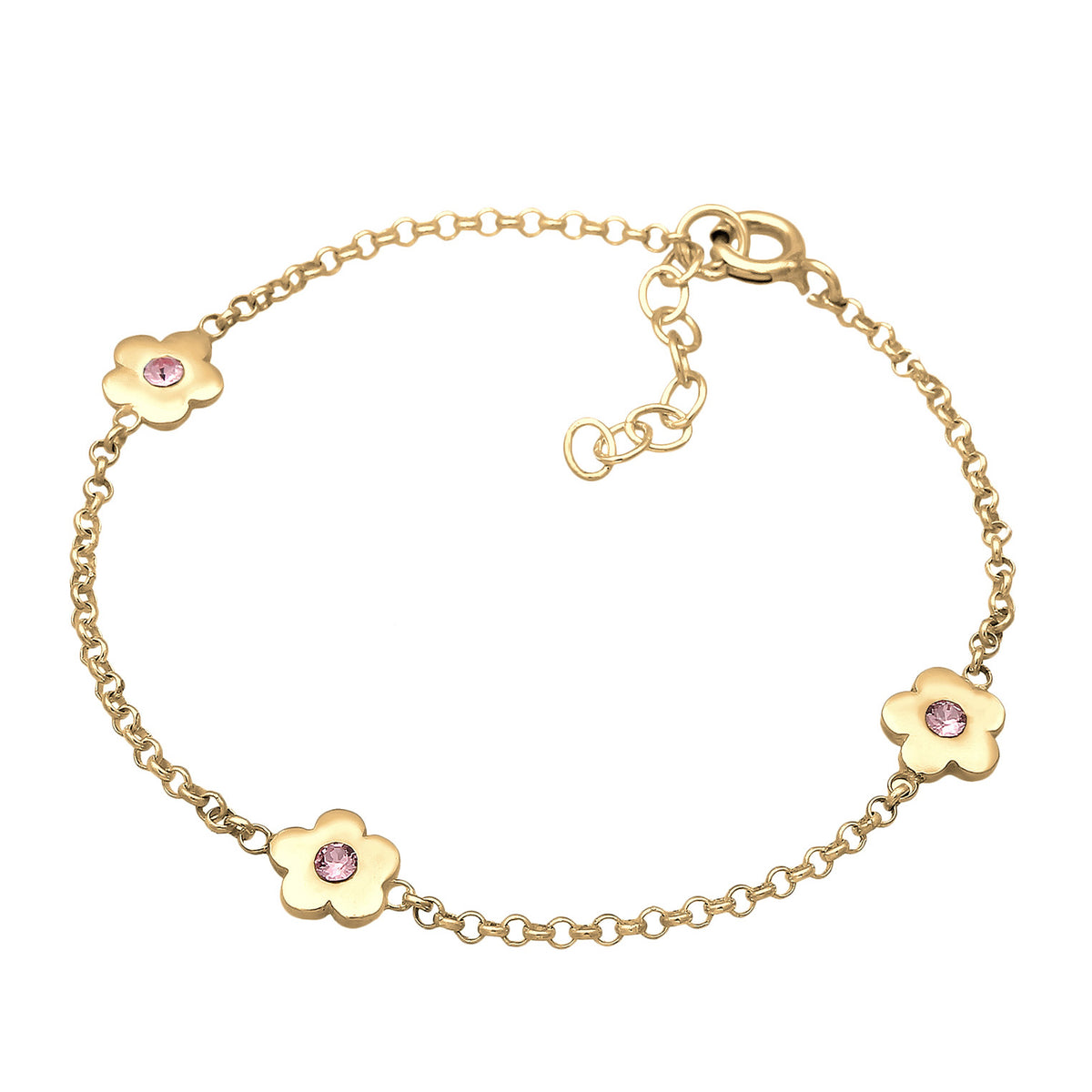Gold - Elli | Armband Blume | Mit Kristallen von Swarovski® (Rosa) | 925 Sterling Silber Vergoldet