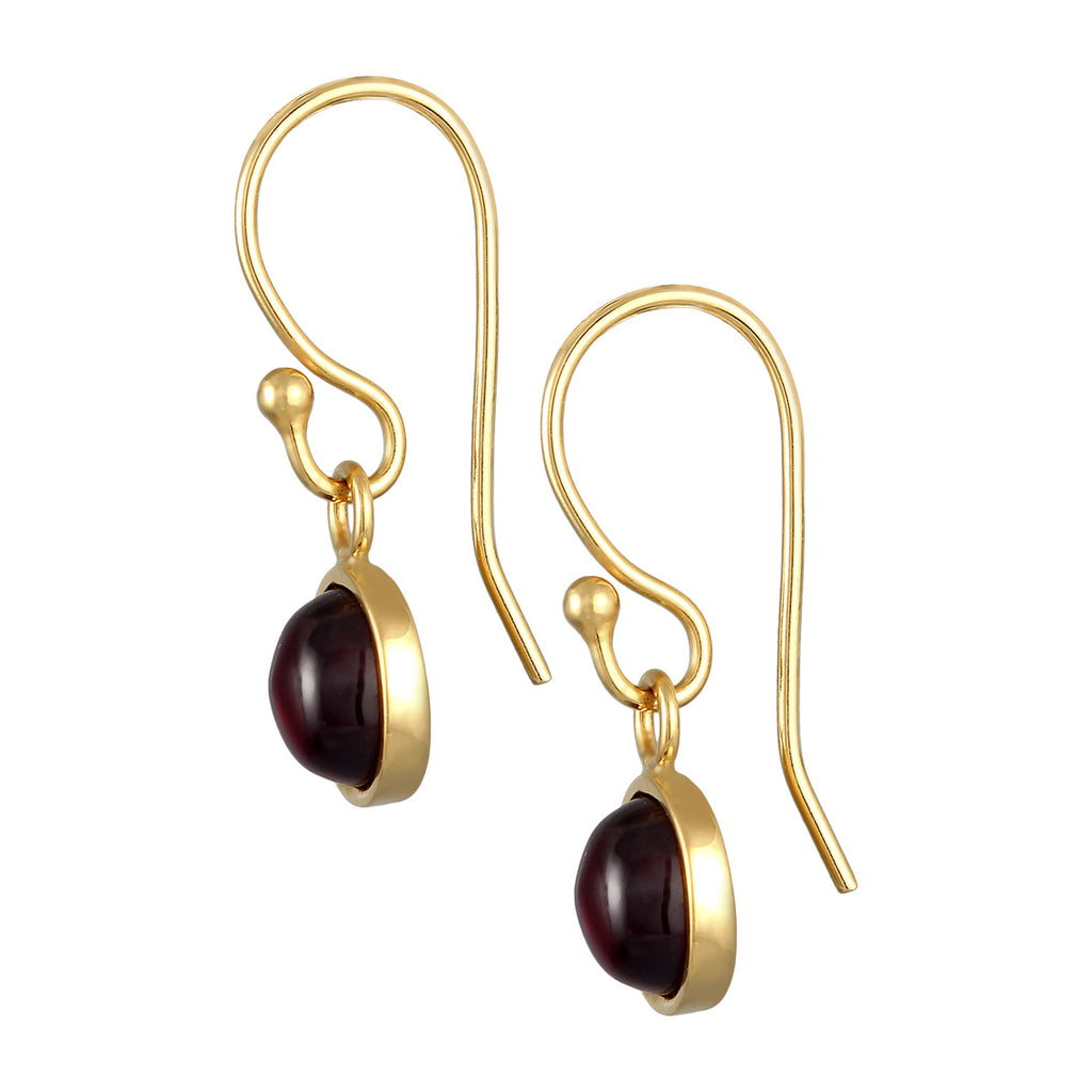 Gold - Elli PREMIUM | Ohrhänger Rund | Granat (Dunkelrot) | 925er Sterling Silber
