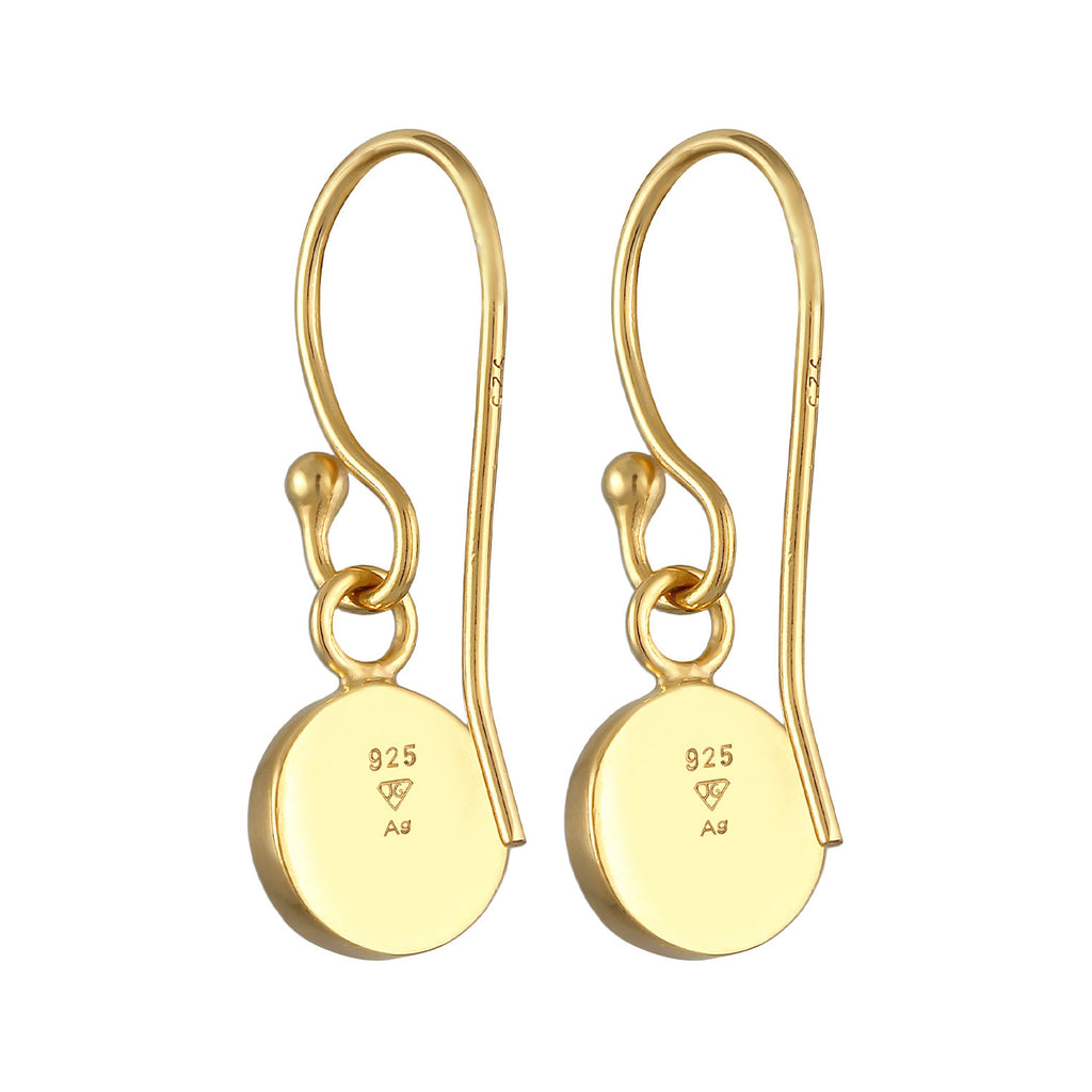 Gold - Elli PREMIUM | Ohrhänger Rund | Granat (Dunkelrot) | 925er Sterling Silber