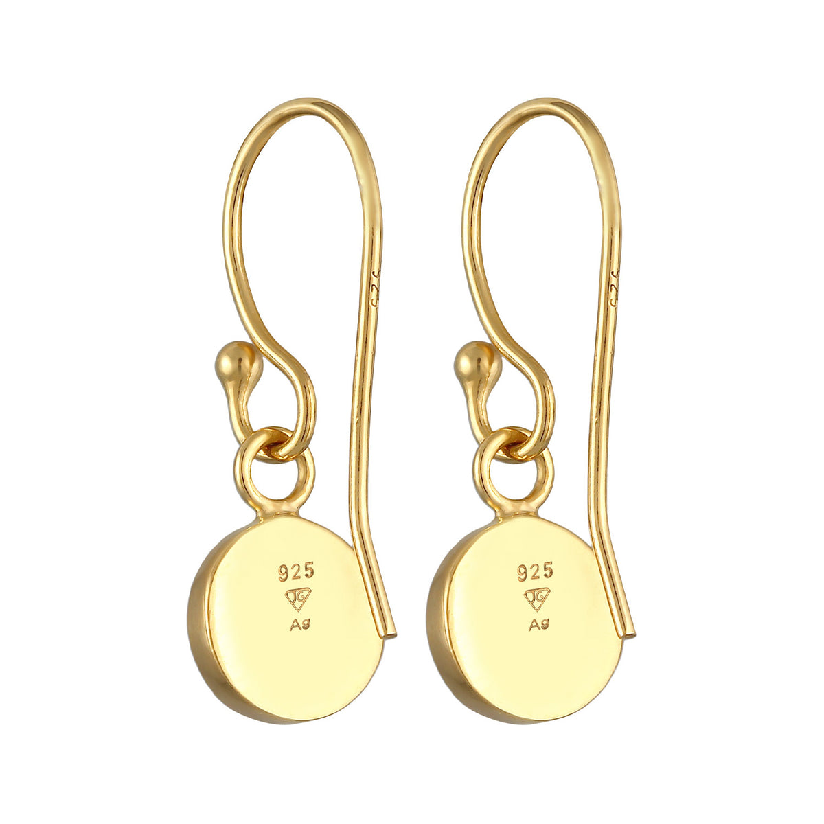 Gold - Elli PREMIUM | Ohrhänger Rund | Granat (Dunkelrot) | 925er Sterling Silber