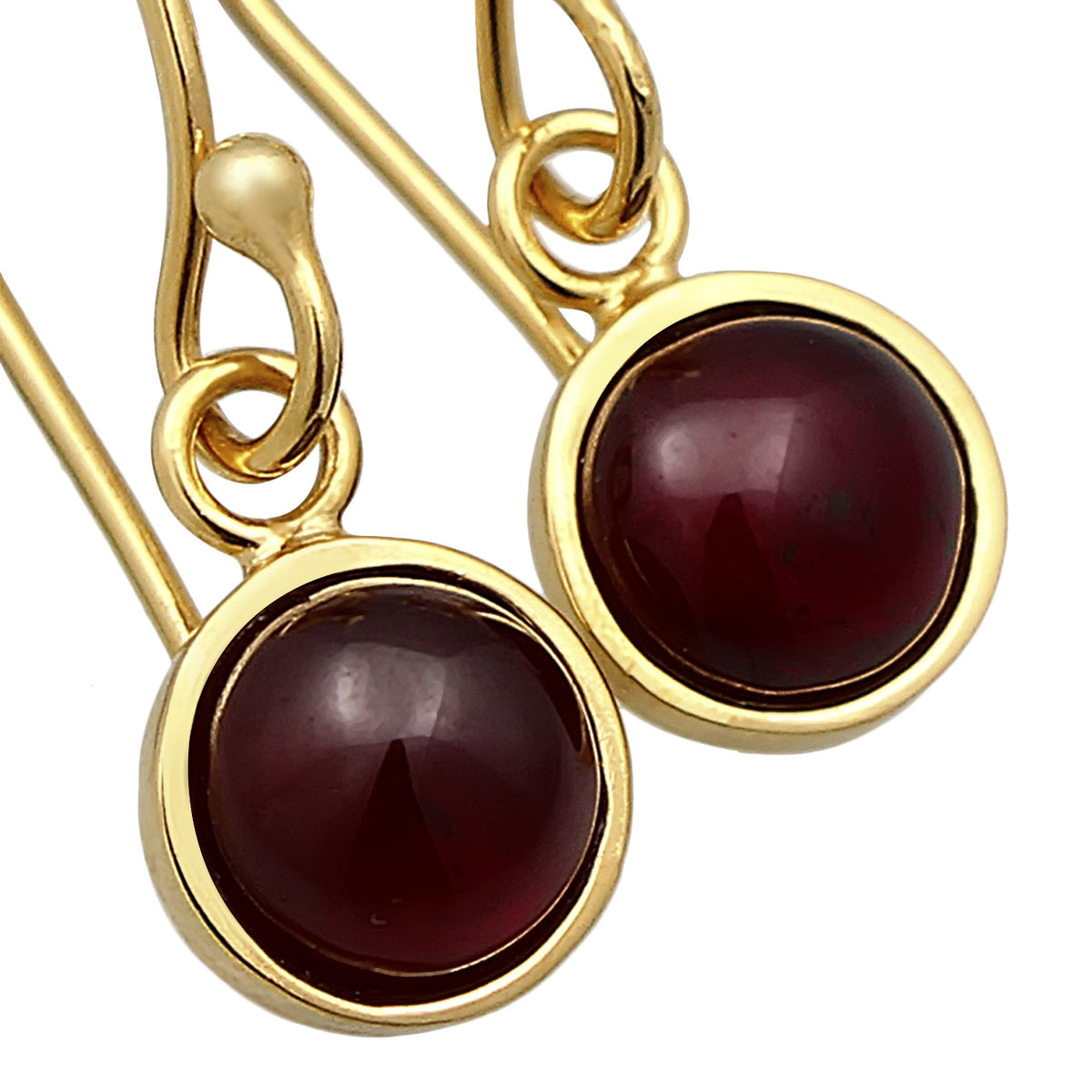 Gold - Elli PREMIUM | Ohrhänger Rund | Granat (Dunkelrot) | 925er Sterling Silber