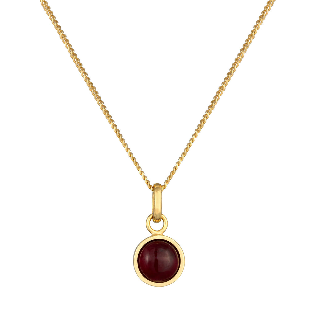 Gold - Elli PREMIUM | Halskette Anhänger Rund | Granat (Rot) | 925er Sterling Silber vergoldet
