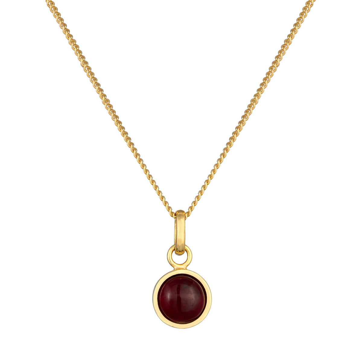 Gold - Elli PREMIUM | Halskette Anhänger Rund | Granat (Rot) | 925er Sterling Silber vergoldet