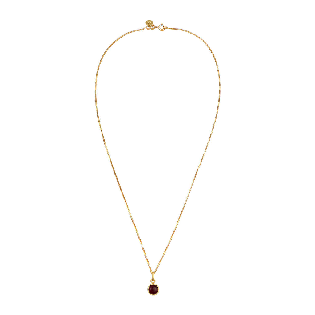 Gold - Elli PREMIUM | Halskette Anhänger Rund | Granat (Rot) | 925er Sterling Silber vergoldet