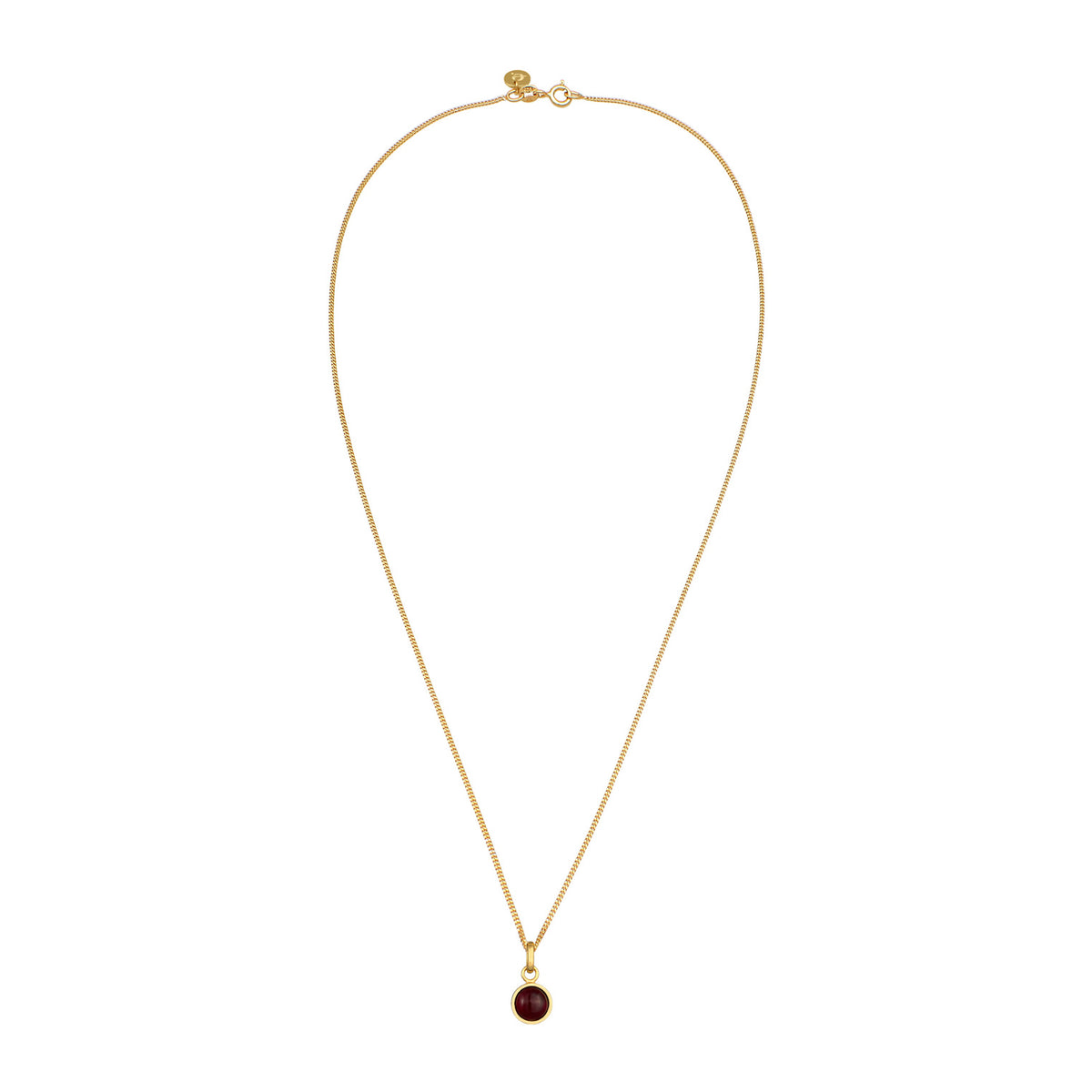 Gold - Elli PREMIUM | Halskette Anhänger Rund | Granat (Rot) | 925er Sterling Silber vergoldet