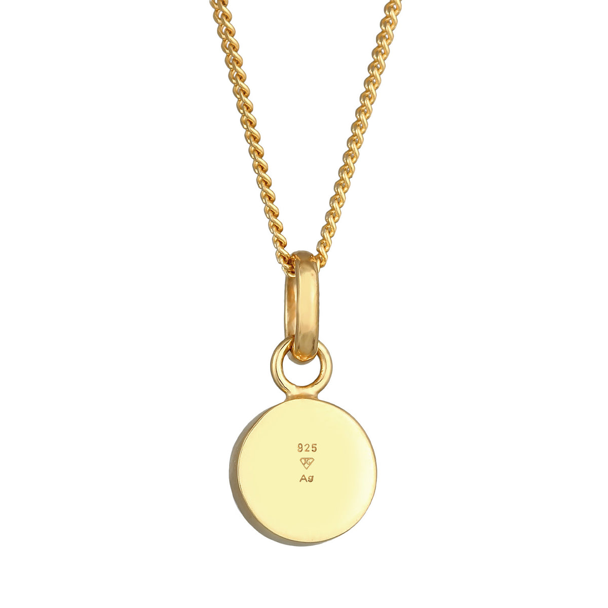 Gold - Elli PREMIUM | Halskette Anhänger Rund | Granat (Rot) | 925er Sterling Silber vergoldet
