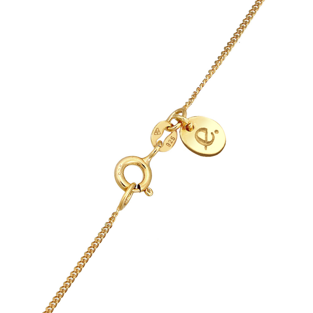 Gold - Elli PREMIUM | Halskette Anhänger Rund | Granat (Rot) | 925er Sterling Silber vergoldet