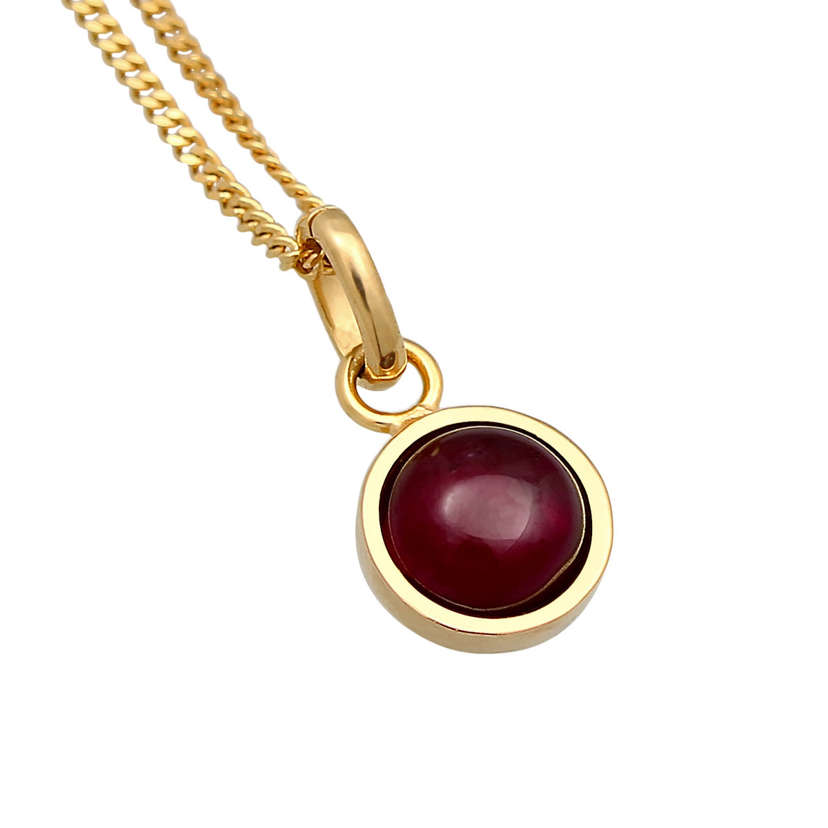 Gold - Elli PREMIUM | Halskette Anhänger Rund | Granat (Rot) | 925er Sterling Silber vergoldet