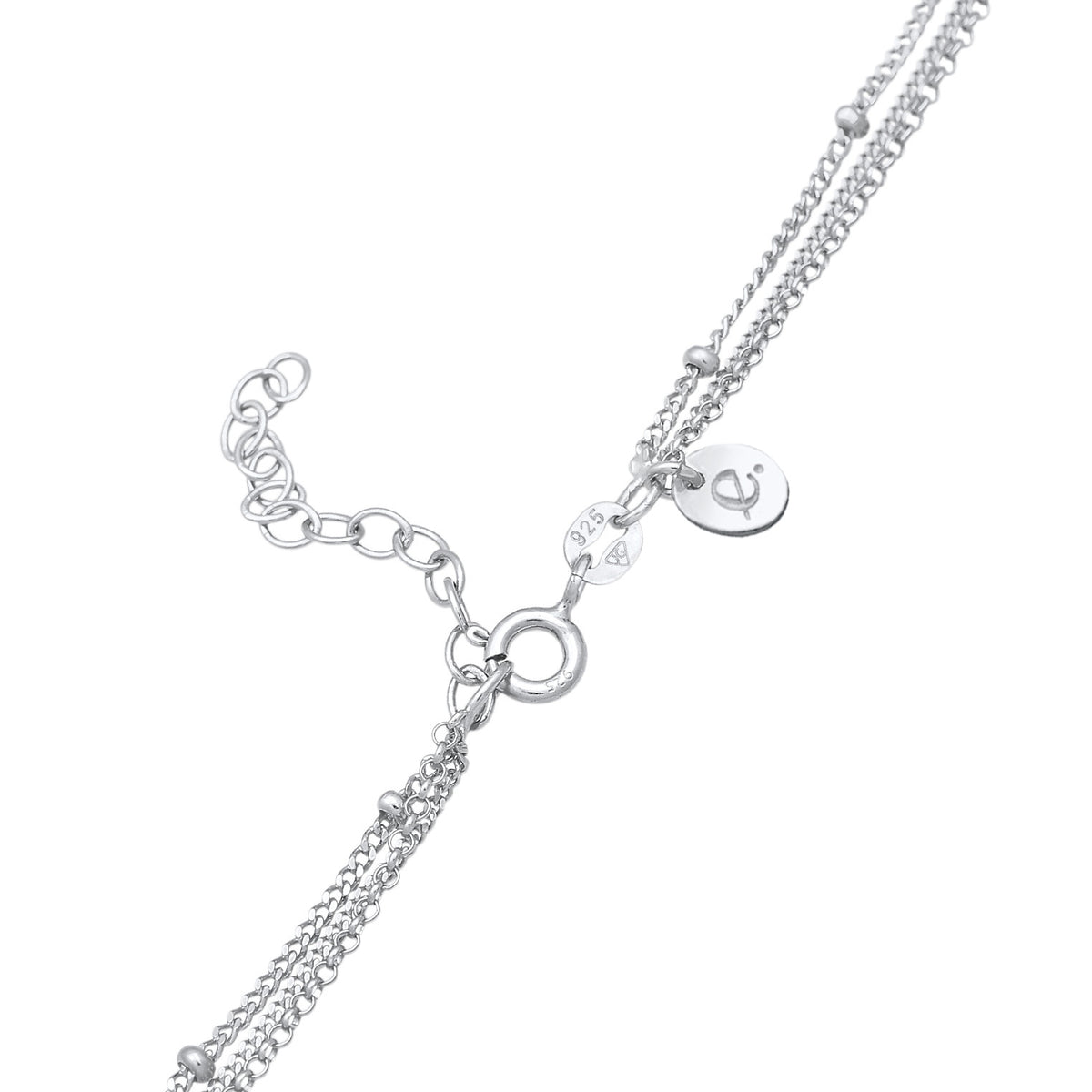 Silber - Elli PREMIUM | Layer-Halskette Plättchen | Quarz (Grün) | 925er Sterling Silber