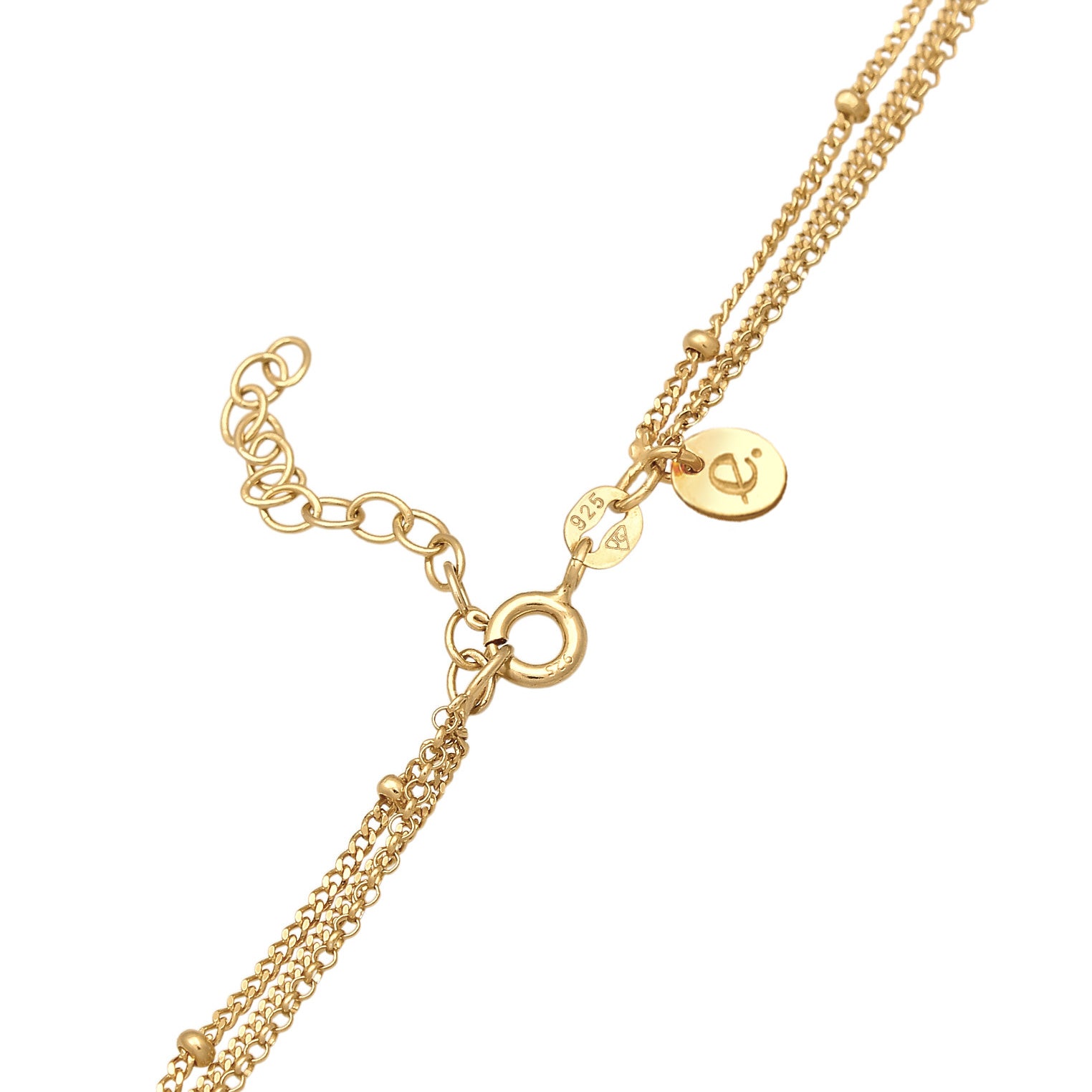Gold - Elli PREMIUM | Layer-Halskette Plättchen | Quarz (Grün) | 925er Sterling Silber