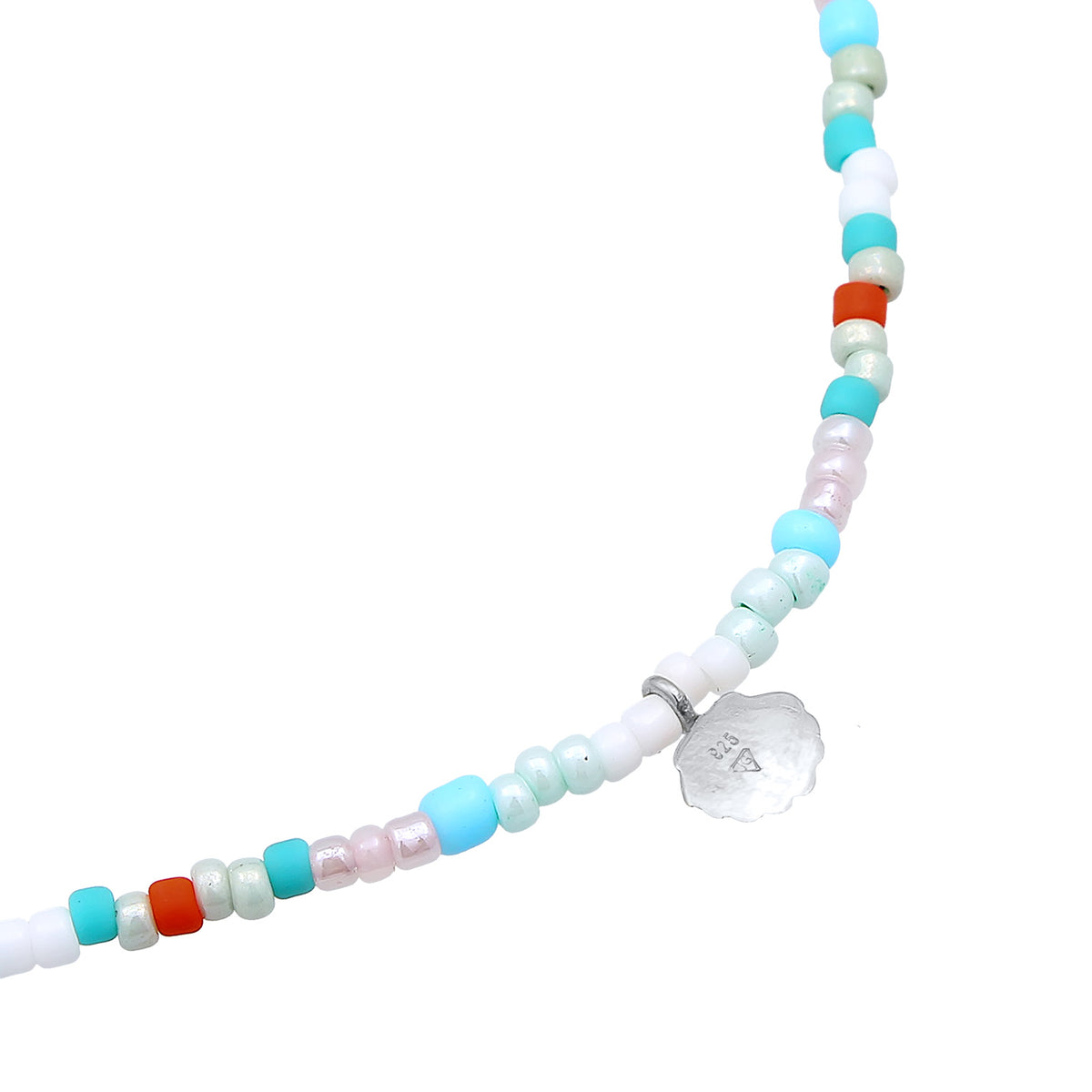 Silber - Elli | Fußkettchen Muschel Beads | 925er Sterling Silber