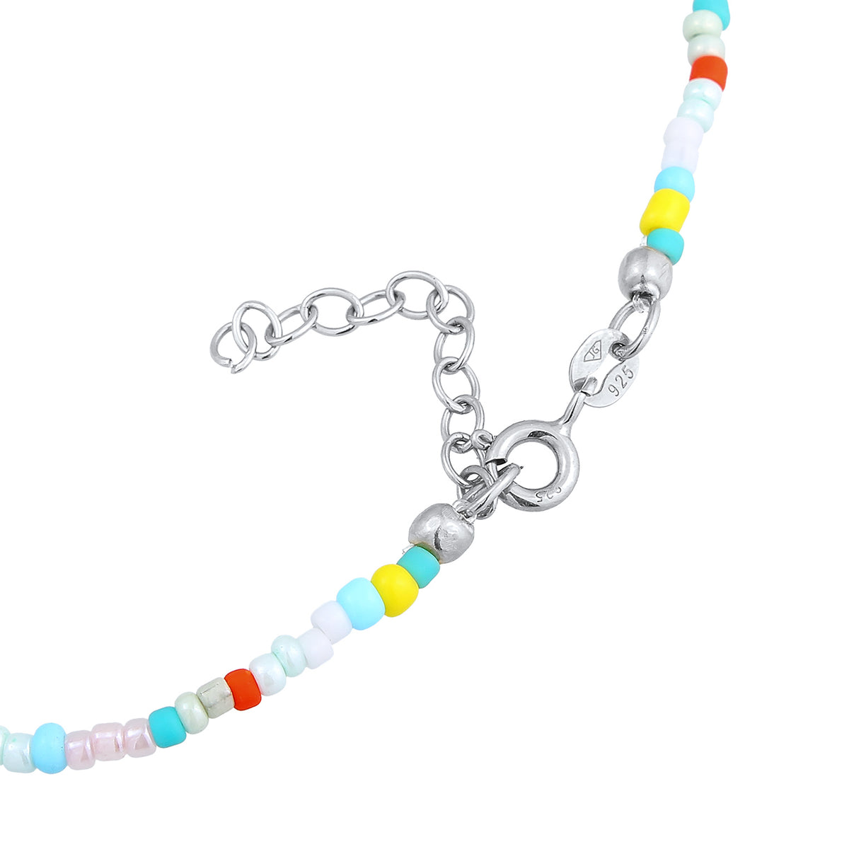 Silber - Elli | Fußkettchen Muschel Beads | 925er Sterling Silber