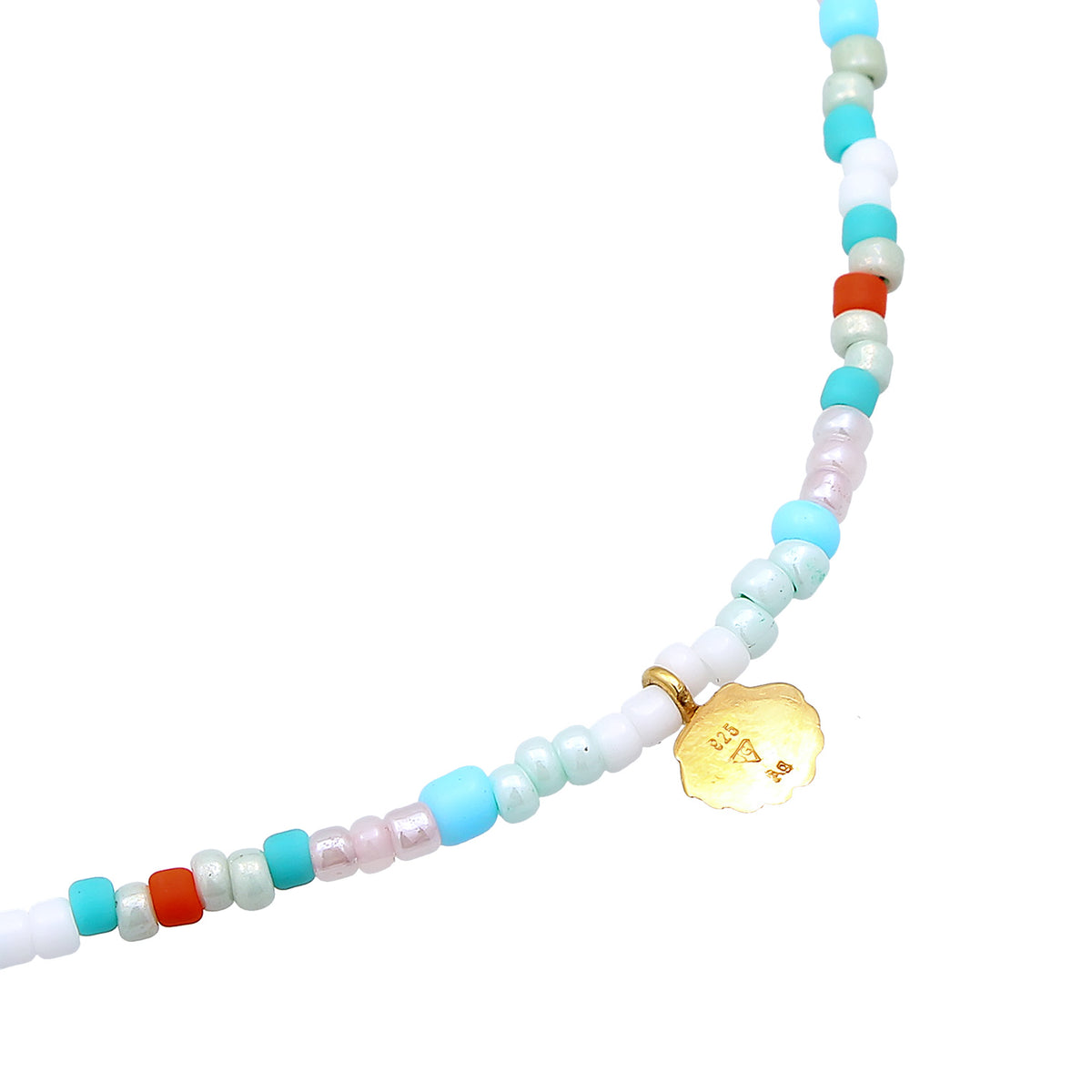Gold - Elli | Fußkettchen Muschel Beads | 925er Sterling Silber