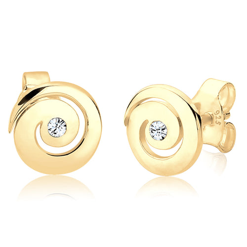 Gold - Elli | Ohrstecker Spirale | Mit Kristallen von Swarovski® (Weiß) | 925er Sterling Silber Vergoldet