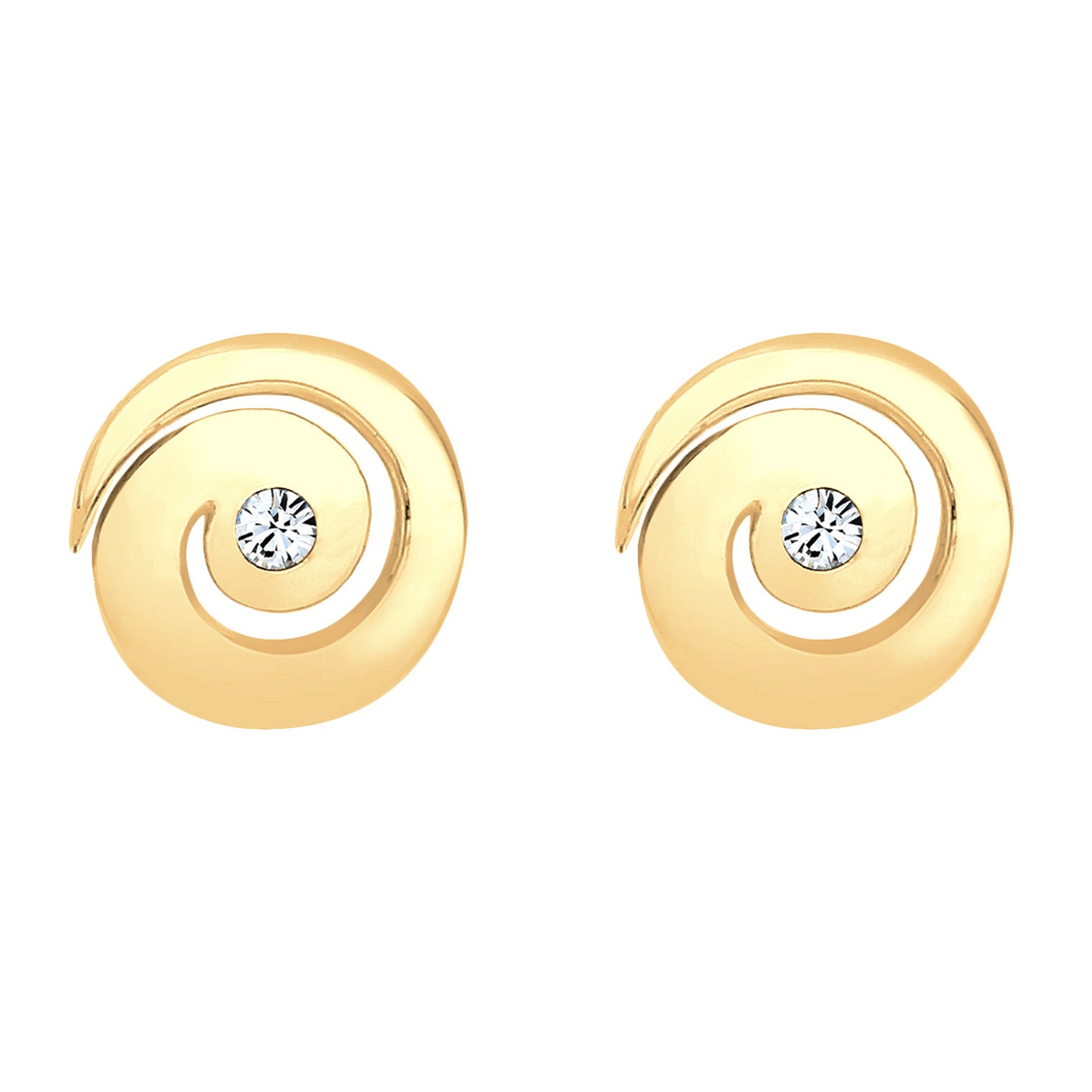 Gold - Elli | Ohrstecker Spirale | Kristall (Weiß) | 925er Sterling Silber Vergoldet
