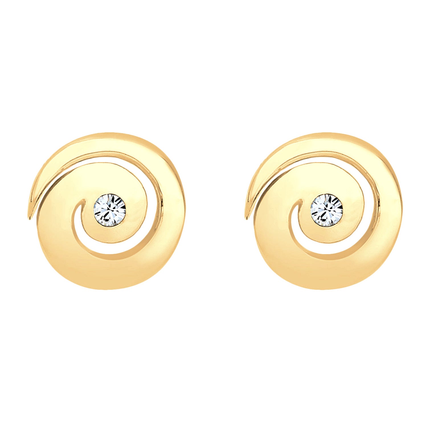 Gold - Elli | Ohrstecker Spirale | Mit Kristallen von Swarovski® (Weiß) | 925er Sterling Silber Vergoldet