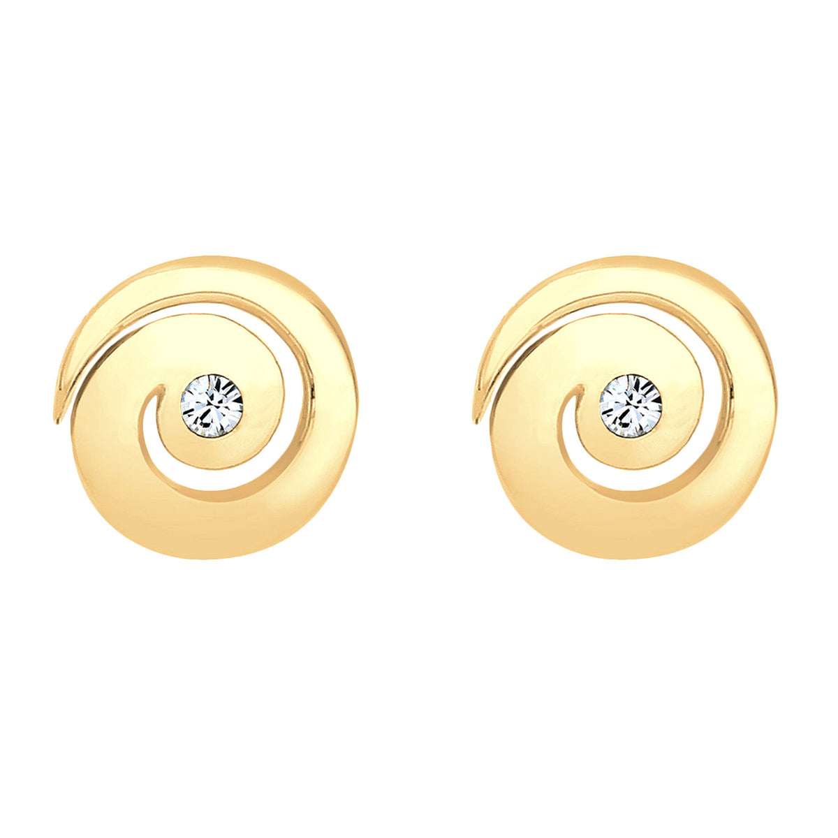 Gold - Elli | Ohrstecker Spirale | Mit Kristallen von Swarovski® (Weiß) | 925er Sterling Silber Vergoldet