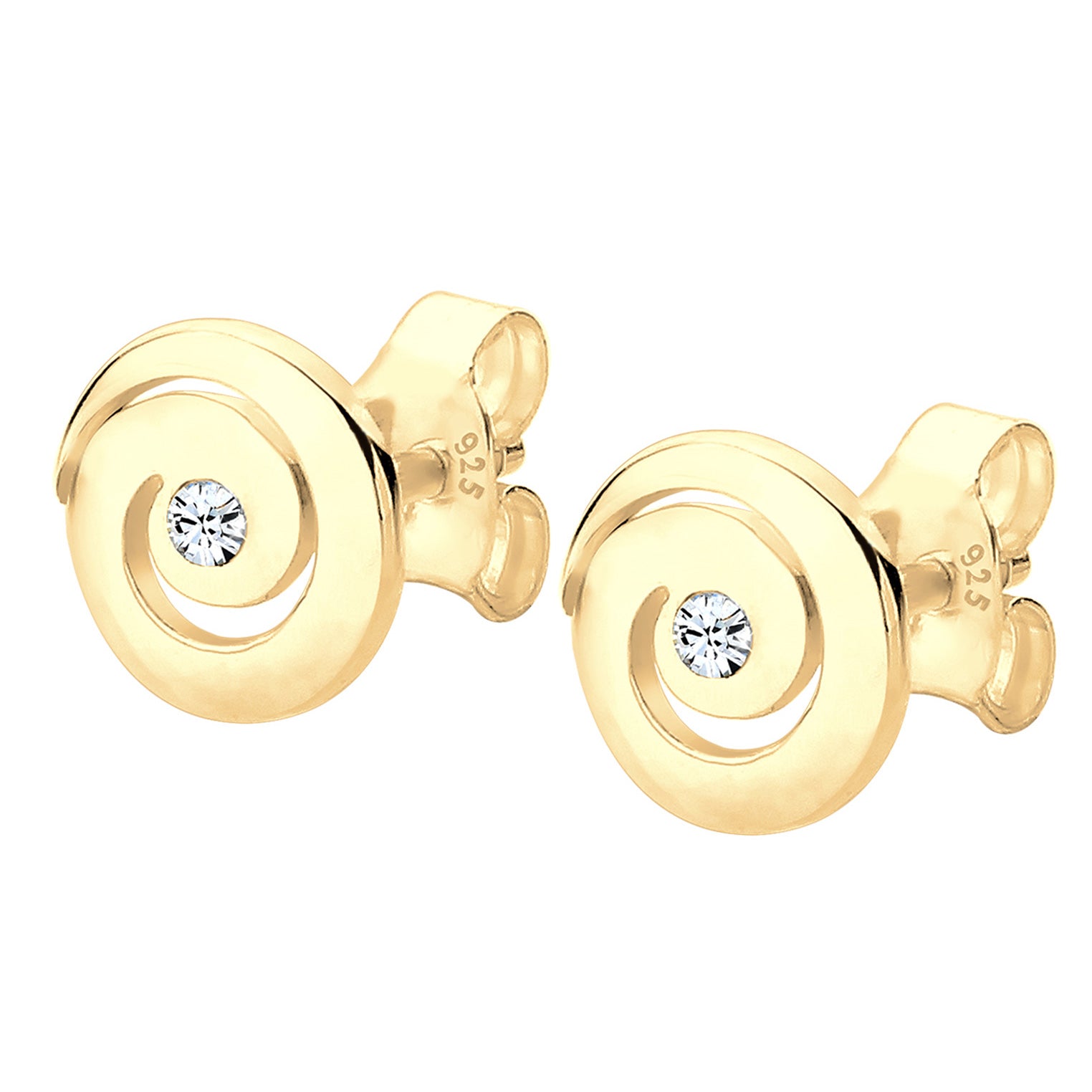 Gold - Elli | Ohrstecker Spirale | Mit Kristallen von Swarovski® (Weiß) | 925er Sterling Silber Vergoldet