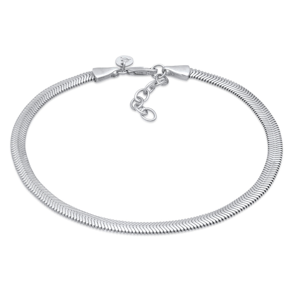 Silber - Elli PREMIUM | Fußkettchen Schlagenkette | 925er Sterling Silber